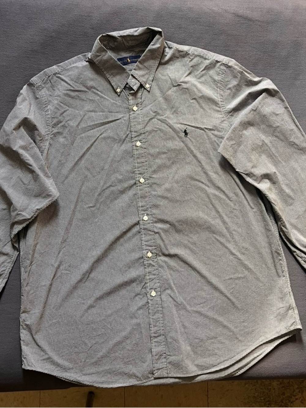 Ralph Lauren Men’s Button-Down Shirt in Blue and White Micro-Check
